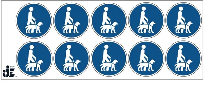 Mensen met blindengeleidehond prioriteit sticker | 5 cm - 10 stuks per vel