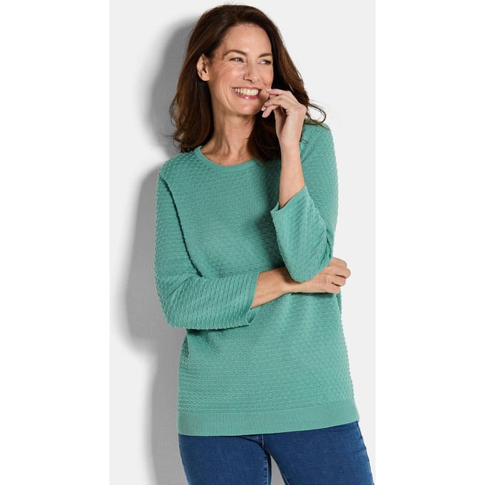Tricot pullover met stippenmotief - grijsgroen - Gr. 24 van Goldner Fashion