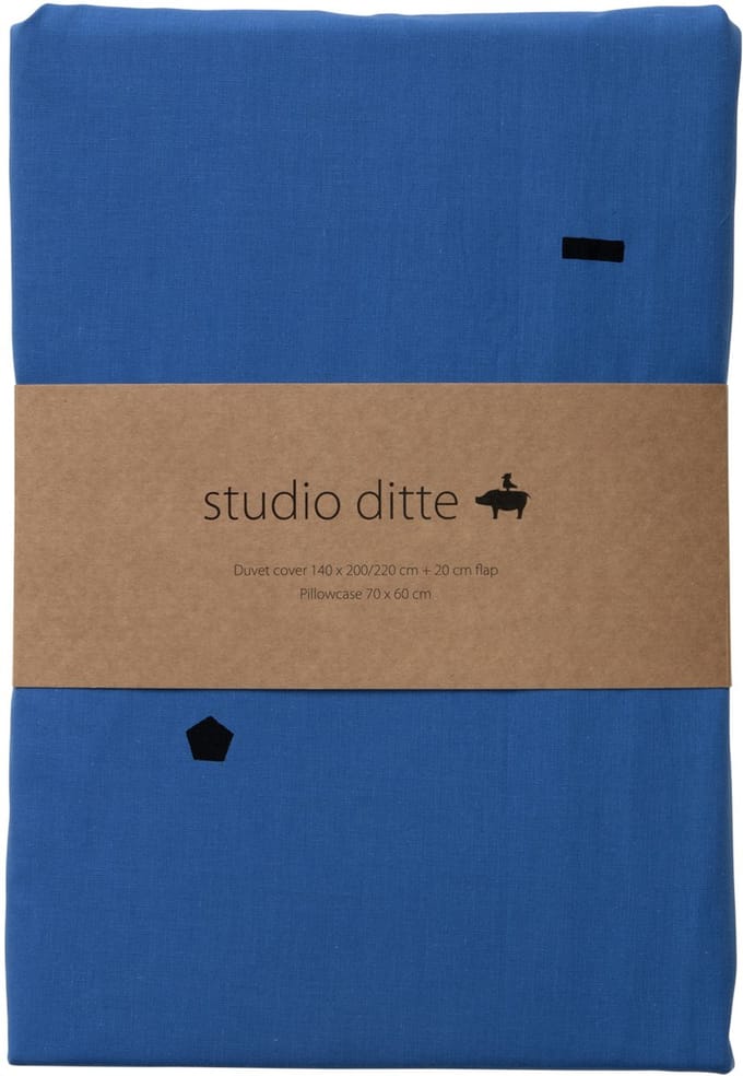 Studio Ditte Dekbedovertrek - Speelse Blokjes - 140 x 220 cm - Kobaltblauw