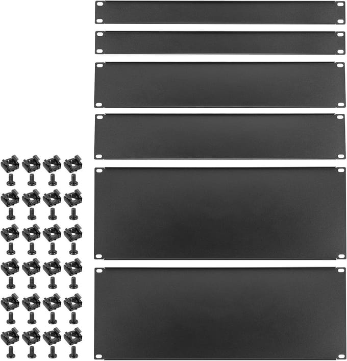 Blank Panel Metal Rack Mount 1U, 2U, 4U - 19 Inch Filler Panel Kit voor Server Rack en Enclosure, Zwart, 2 Sets