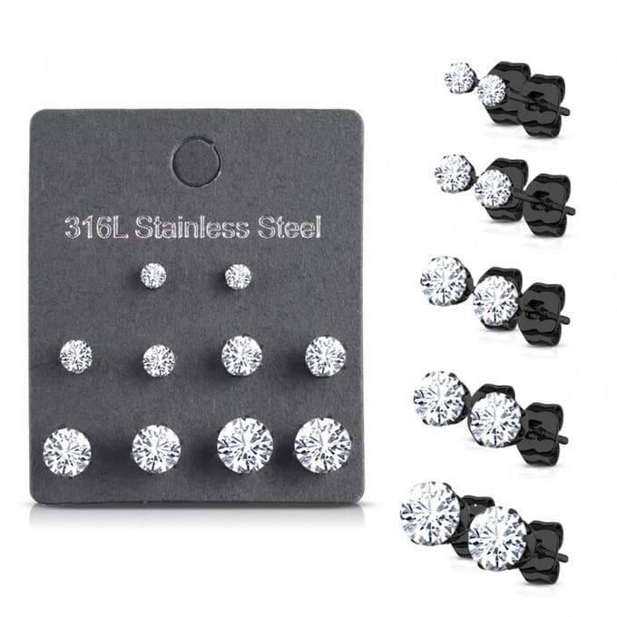 Voordeelset oorbellen diverse groottes - zwart - LMPiercings