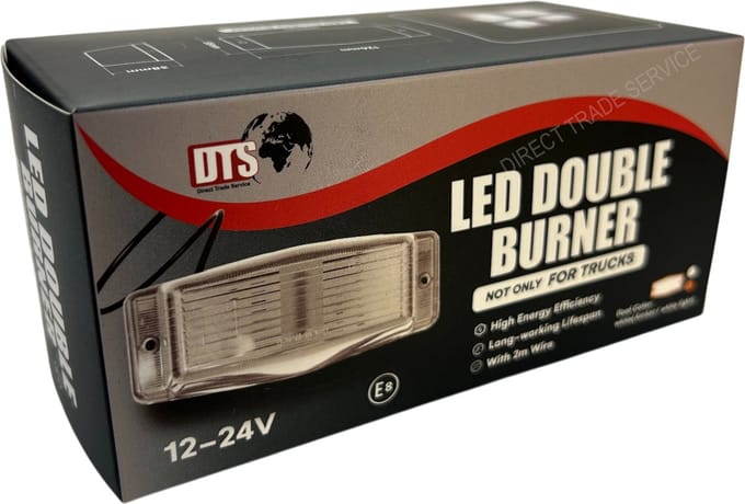 DTS LED Dubbelbrander Wit/Oranje – Helder Glas – Oldskool Look – Schakelbaar – 12/24V