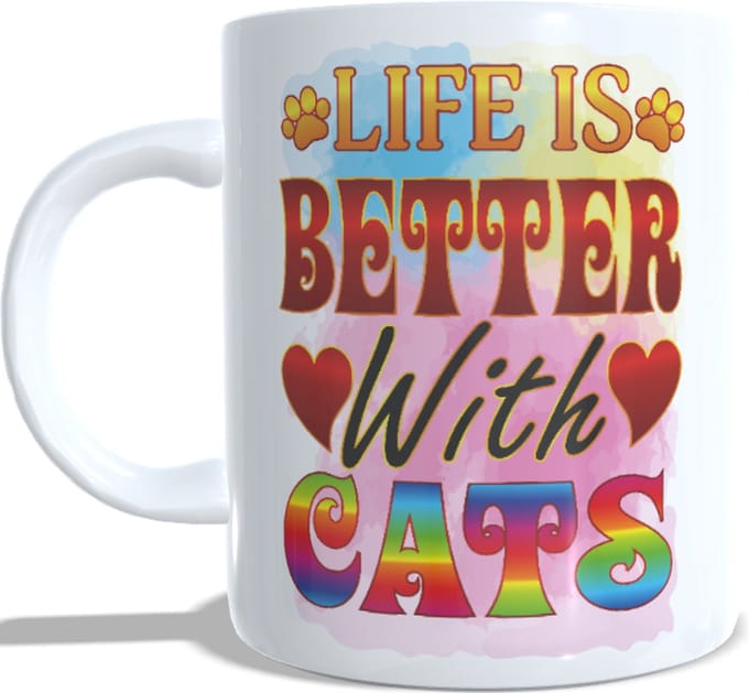 Koffie beker - thee mok - life is better with a cat