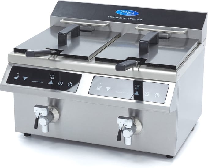 Frituurpan - 2x 8 L - 2 Manden - met Tapkraan - Inductie