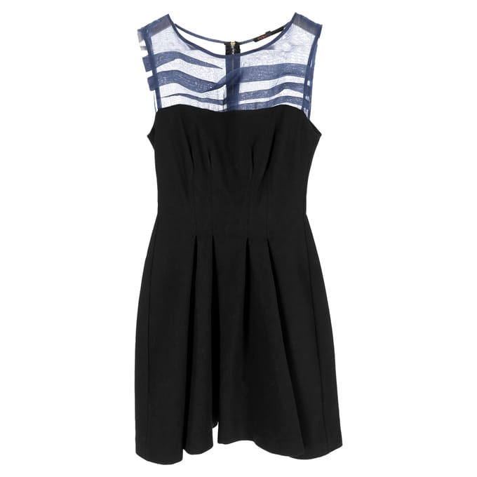Maje geplooide mouwloze mini-jurk van zwart polyester
