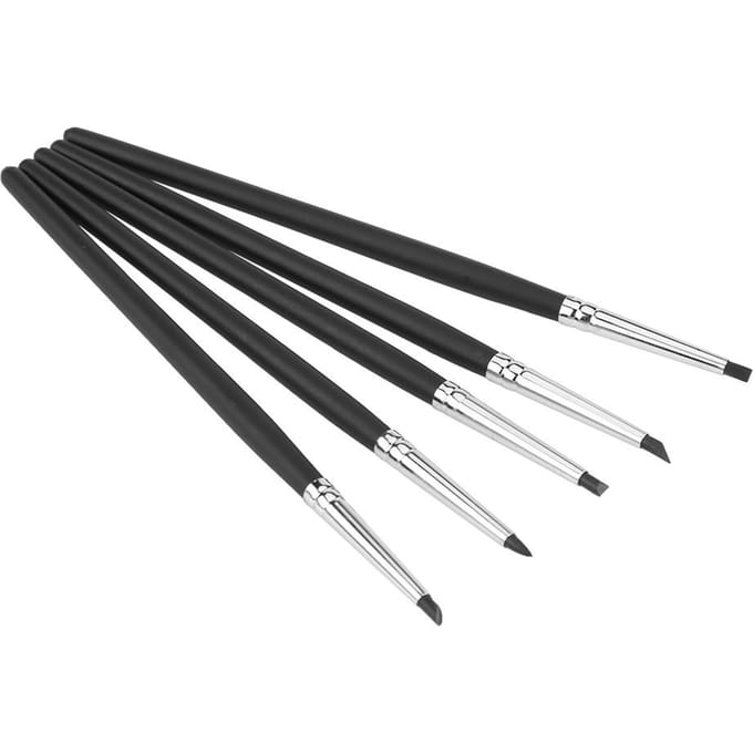 5pcsset Silicone Soft Head Clay Pottery Moulding Pen DIY Craft Tool(black head) black
