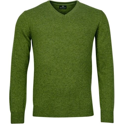 Baileys Trui V-Neck Uni Color Lambswool Grasgroen / male