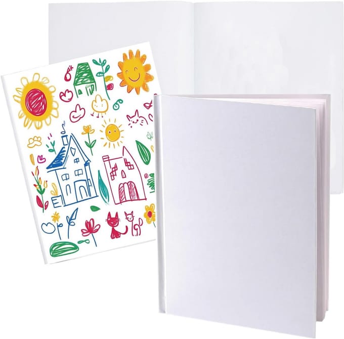Witte hardcover boek 21,6 x 27,9 cm, blanco papier, 6 stuks