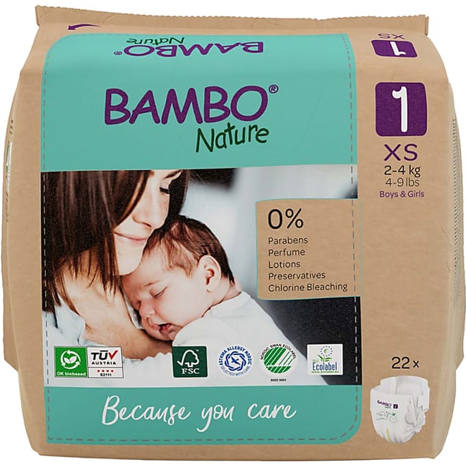 Bambo Nature Luiers Maat 1 XS (2-4 kg) 22 stuks