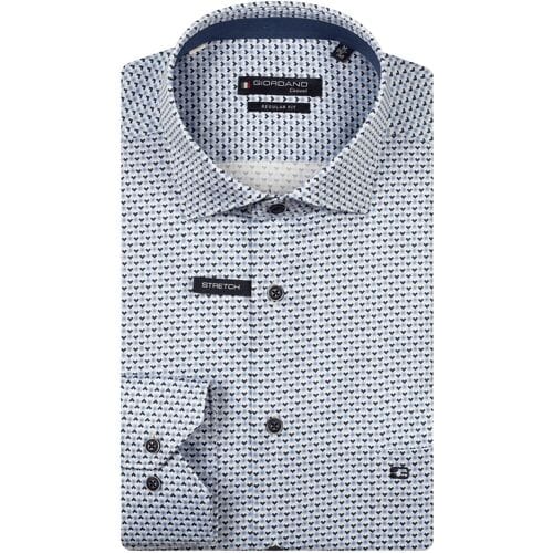 Giordano Overhemd Maggiore Semi Cutaway Satin Stretch Graphic Pattern Navy / male