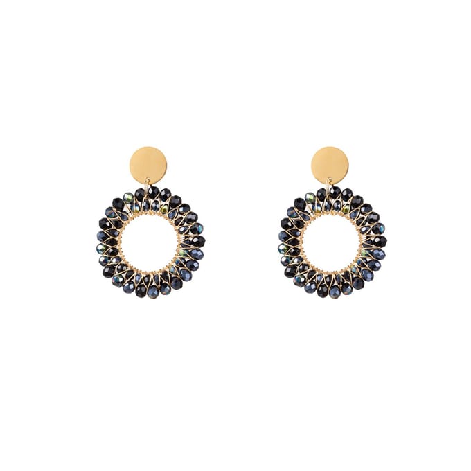 Go Dutch Label Oorknoppen beads circle Zwart