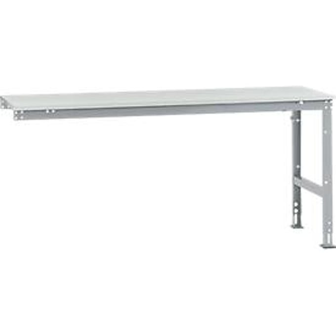 Manuflex aanbouwtafel UNIVERSAL Standaard, 2000 x 800 mm, melamine lichtgrijs, aluminium zilver