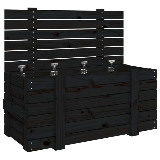 vidaXL - Opbergbox - 91x40,5x42 - cm - massief - grenenhout - zwart