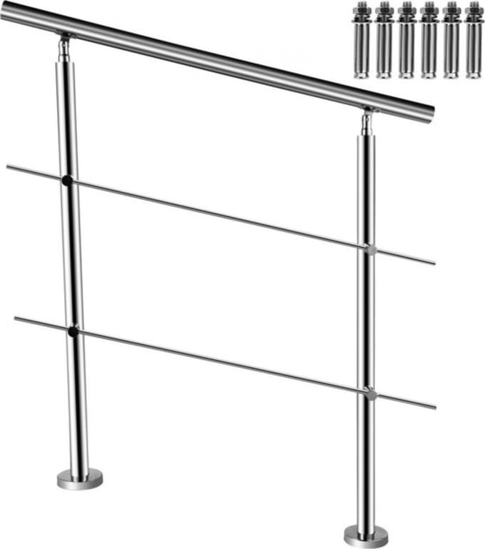 RVS Trapleuning - Leuning Voor Trappen - Met 2 Dwarsbalken