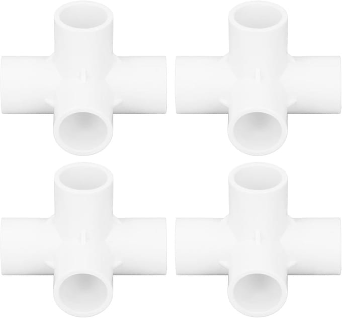 PVC Fitting - Pijpconnector Hoek - Frame Bouwen - Vierweg Verbinding - 25 Mm Diameter - Wit
