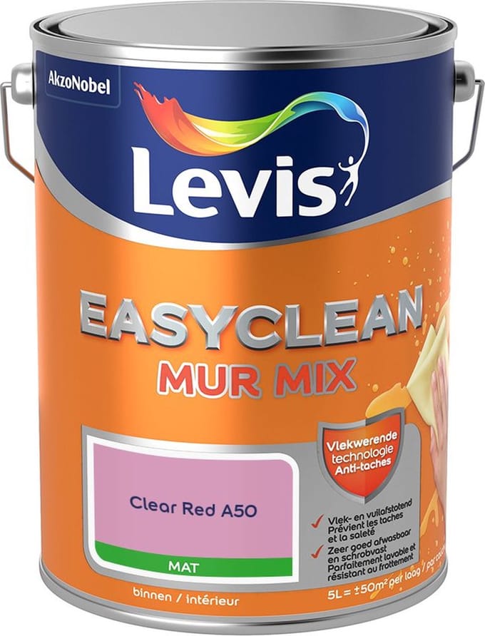 Levis - Easyclean Mur Mat Mix - Clear Red A50 - Mengverf - 5 L