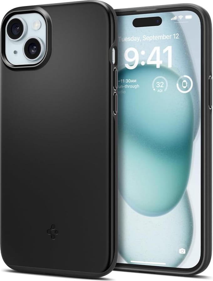 Geschikt voor Spigen Apple iPhone 15 Thin Fit hoesje - Zwart