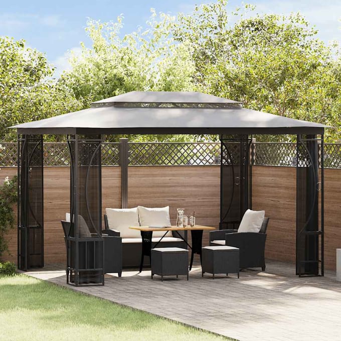 vidaXL - Prieel - met - netten - 300x400x265 - cm - antracietkleurig