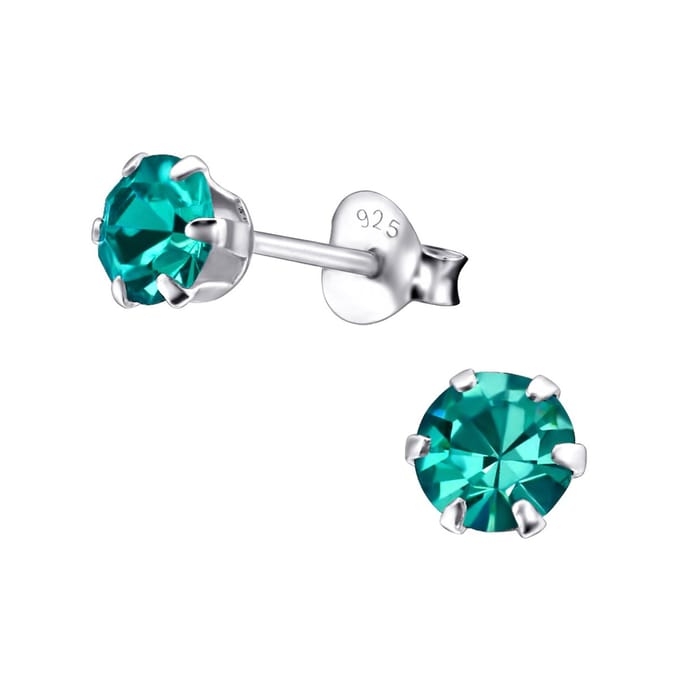 Amanto Oorbellen Elka Blue Zircon - 925 Zilver E-coating - ∅5mm