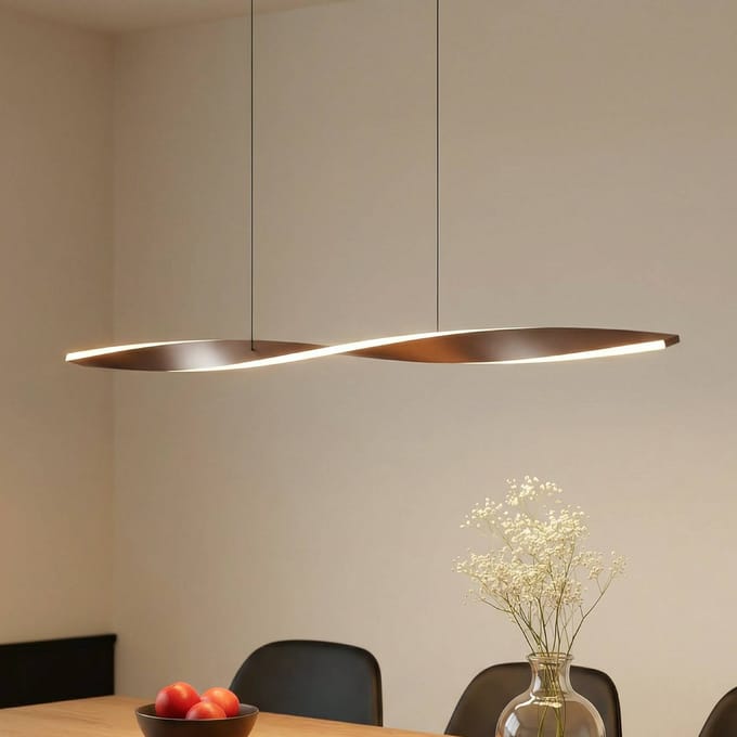 Lindby LED hanglamp Jaren, zwart/bruin, 100 cm, CCT