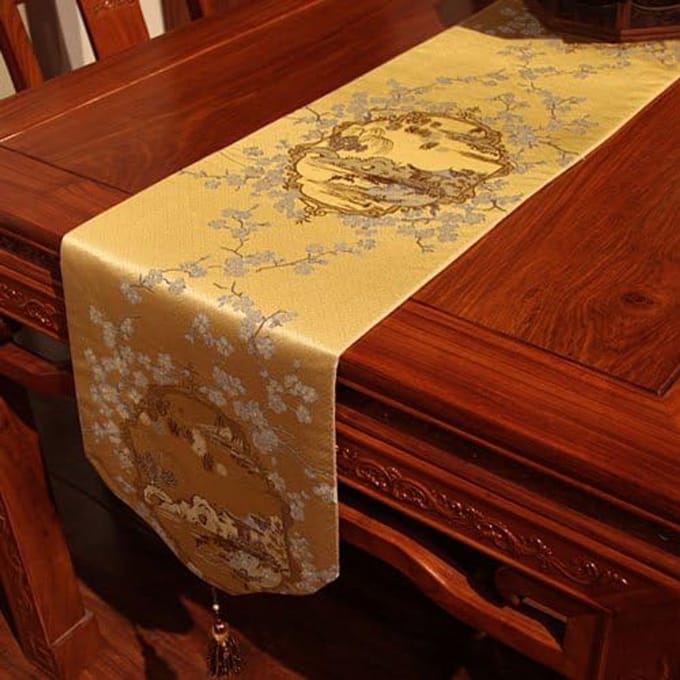 Houten Tafelloper Eettafel Decoratie, Geel, 30 * 183cm