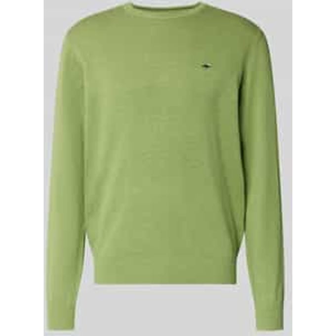 Fynch-Hatton Trui Solid Color O-Neck Superfine Cotton Avocado / male