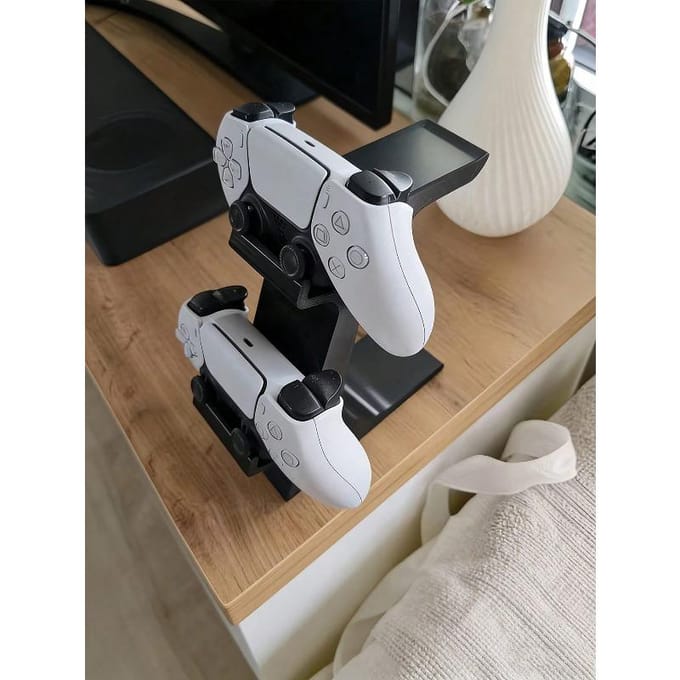 3-in-1 Game Controller Houder Voor 2 Gamepads & 1 Hoofdtelefoon Ruimtebesparende Bureau-Organizer Hoofdtelefoon Opbergrek 1pc-white