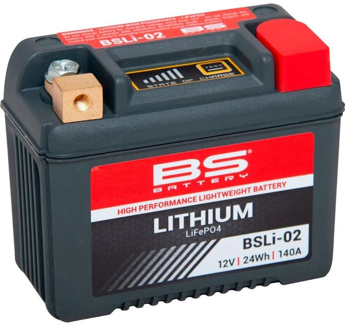 BS Battery | BSLi-02 Lithiumbatterij 12V - 2.0Ah - 24Wh - 140A - 107x56x85mm | Rood/Zwart