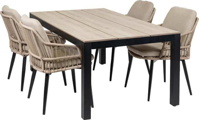 Tuinset Isabel/Cyprus | 4 personen | Rechthoekig 180 cm | Rope & polywood