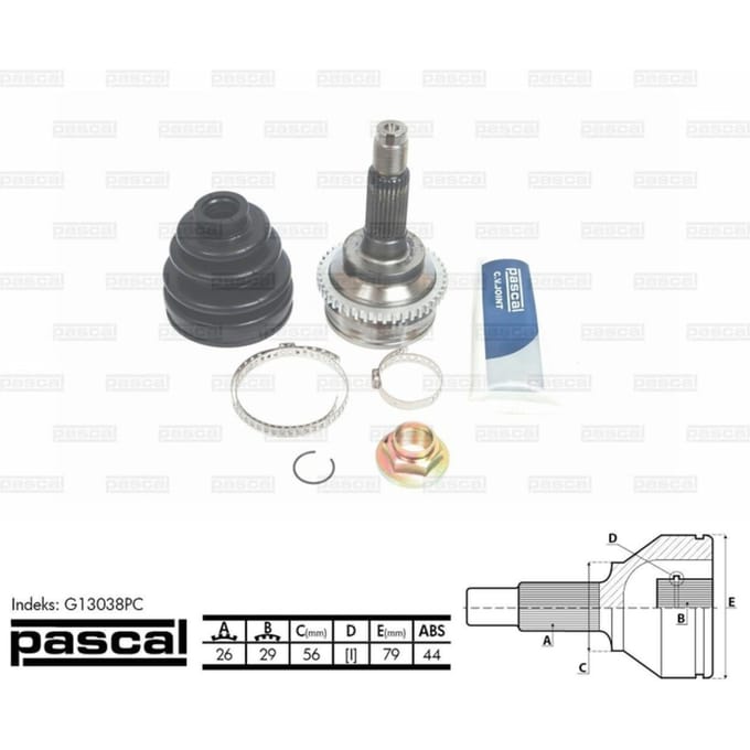 Homokineet reparatie set, aandrijfas PASCAL G13038PC