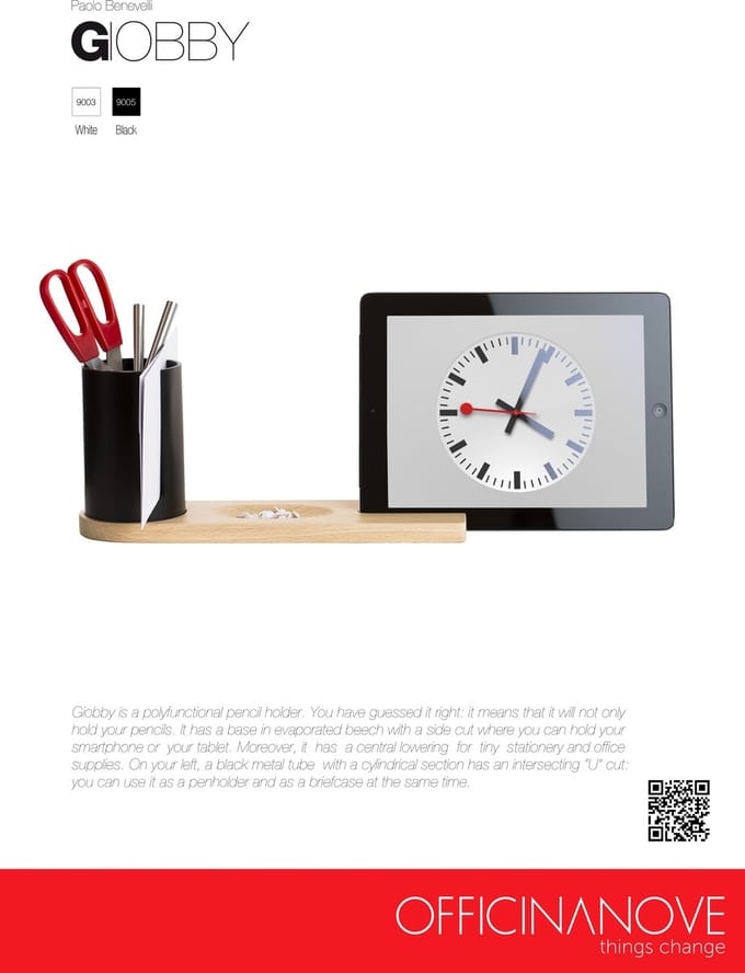 Officinanove - Accessoires Pennenhouder Giobby - Metaal - Wit