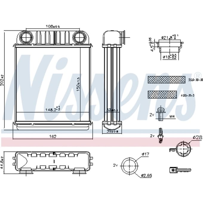 Warmtewisselaar, interieur verwarming NISSENS 707216