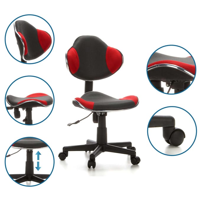 hjh office Kiddy GTI-2- Bureaustoel - Kinder - Grijs / rood