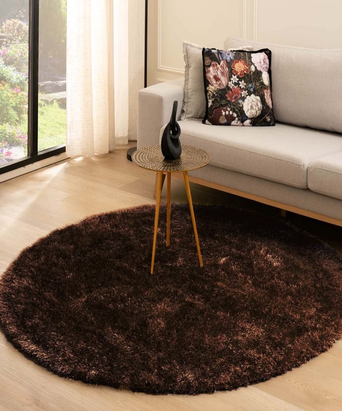 Velvet vloerkleed rond - Posh donkerbruin 280