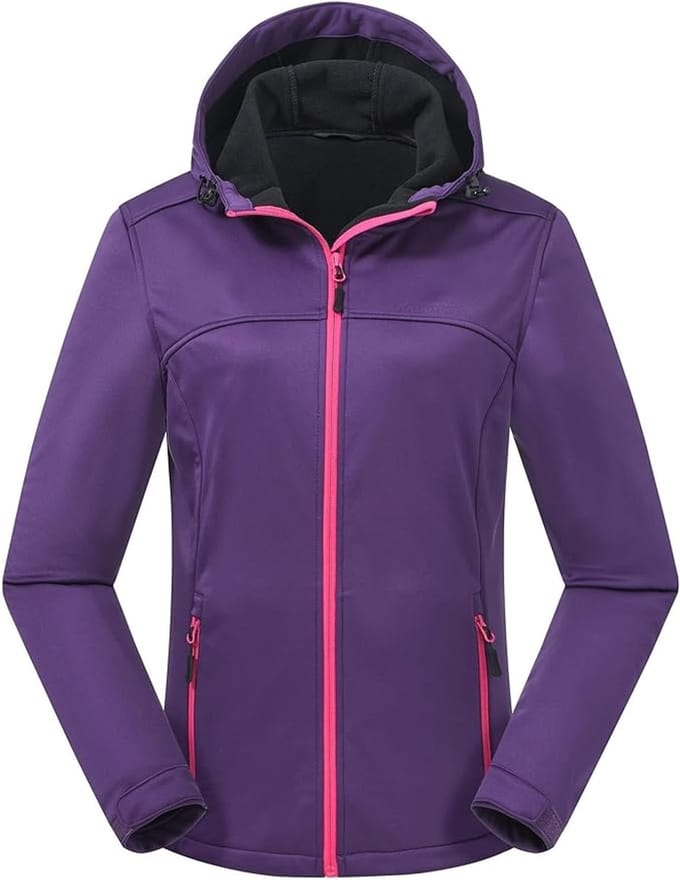 Daity Regenjas dames softshell | fleece gevoerd tussenjack met capuchon - Maat M