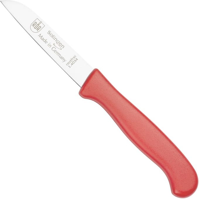 RÖR Solingen Schilmesje Recht – Kunststof Handvat – RVS Lemmet – Neon Rood