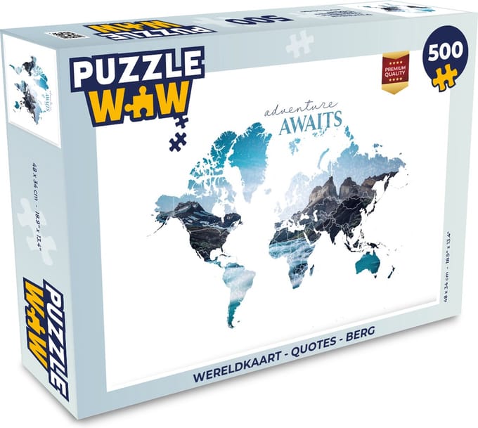 Puzzel Wereldkaart - Quotes - Berg - Legpuzzel - Puzzel 500 stukjes