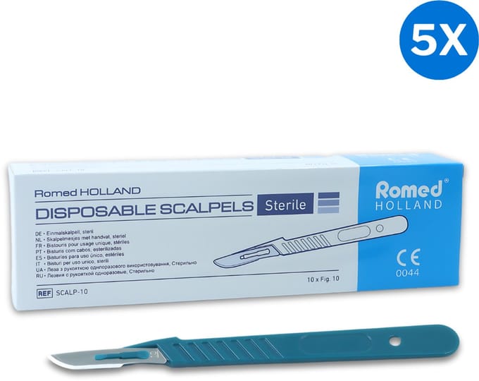 Romed scalpelmesjes met handvat nummer 10 - Set van 5 doosjes Romed
