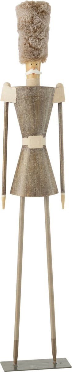 J-Line figuur soldaat bont hoed - metaal - grijs - large