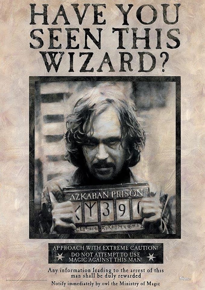 Harry Potter  Poster - Wanted Sirius Black -  98x68 cm - Groot