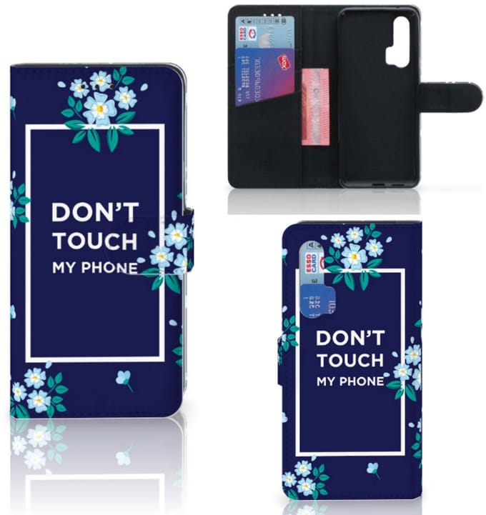 Honor 20 Pro Portemonnee Hoesje Flowers Blue DTMP