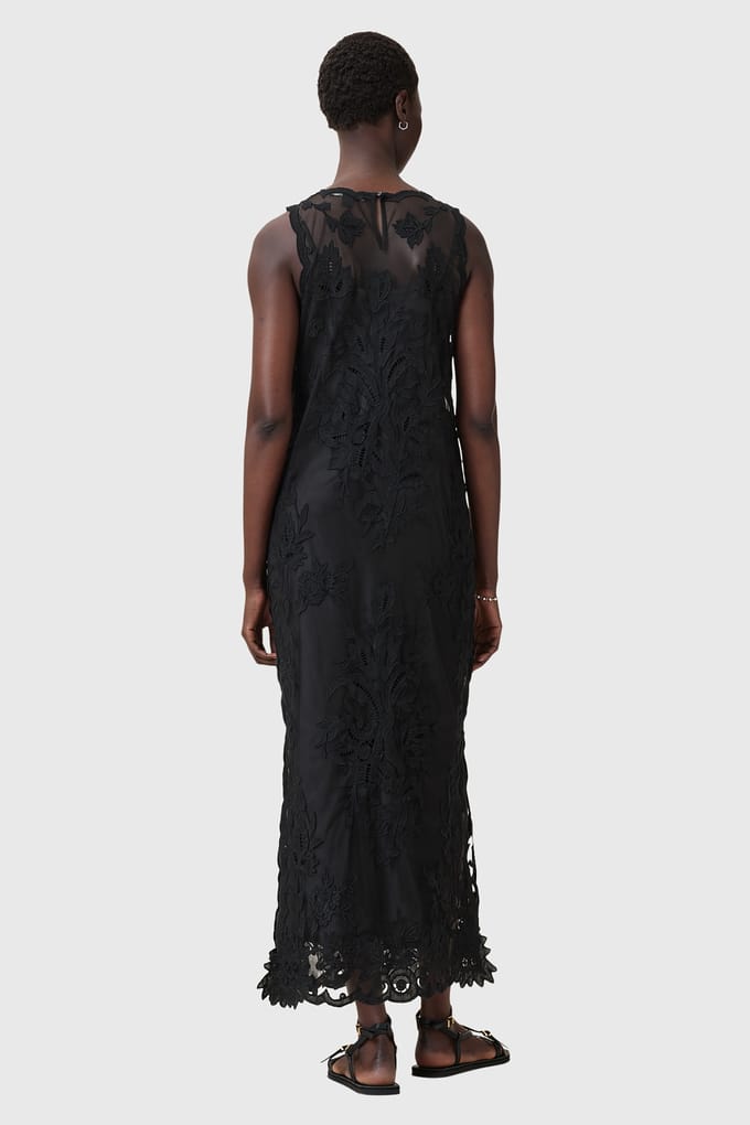AllSaints Rye Emb Dress Black Taglia: 2 | Maxi abiti Outlet | Donna | Nero