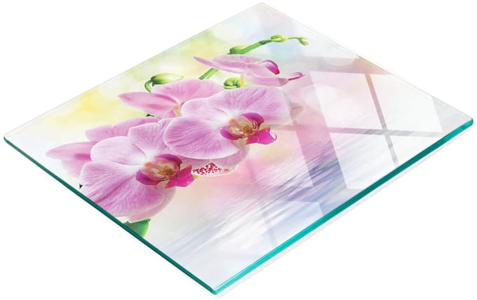 Multifunctionele decoratieve glazen snijplank voor de keuken, orchidee roze, 60x52 cm