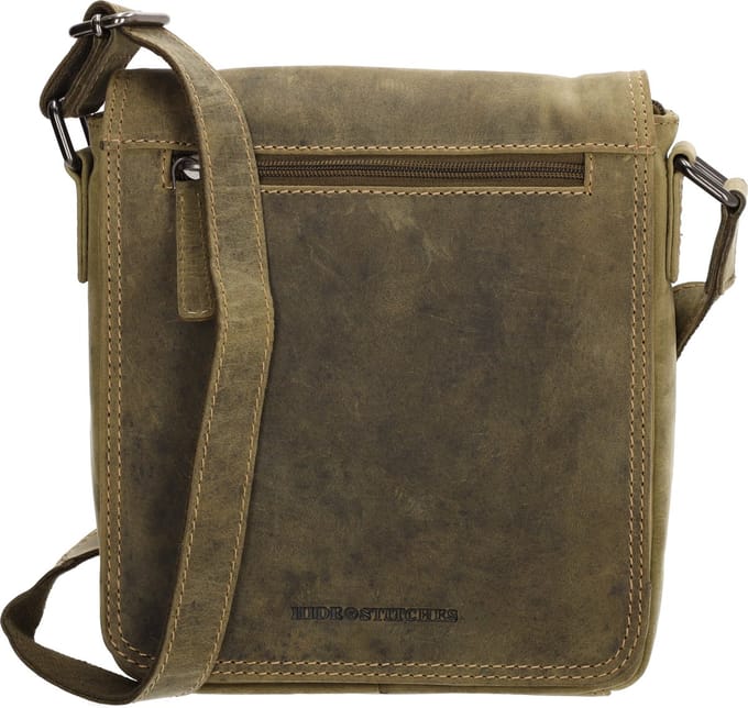 Hide & Stitches Idaho Crossbody Schoudertas Messenger bag - 100% Leder - Olijfgroen