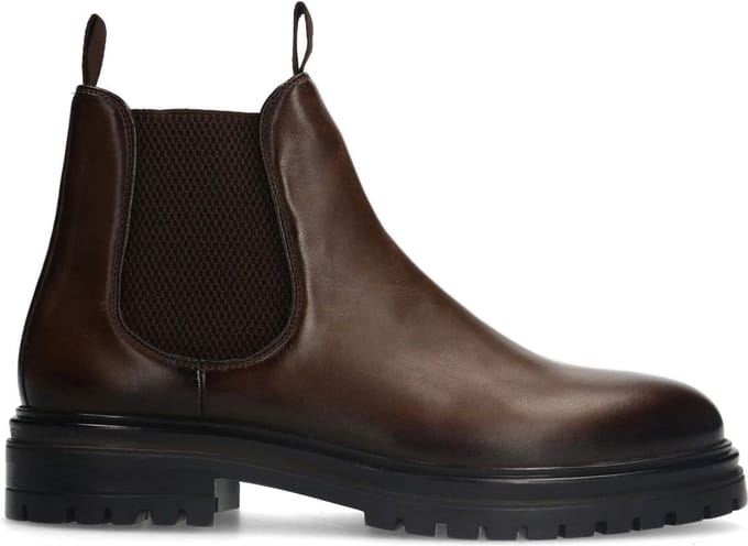 Manfield - Heren - Bruine leren chelsea boots - Maat 42