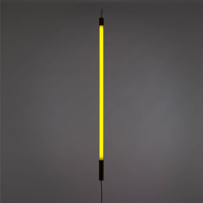 SELETTI LED lamp Linea, geel, hout details, universeel