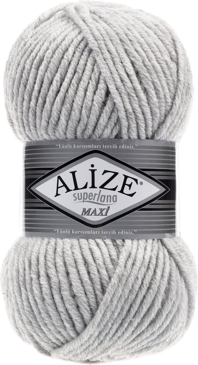 Alize Superlana Maxi 208 Light Grey Melange Pakket 5 Bollen 500 Gram