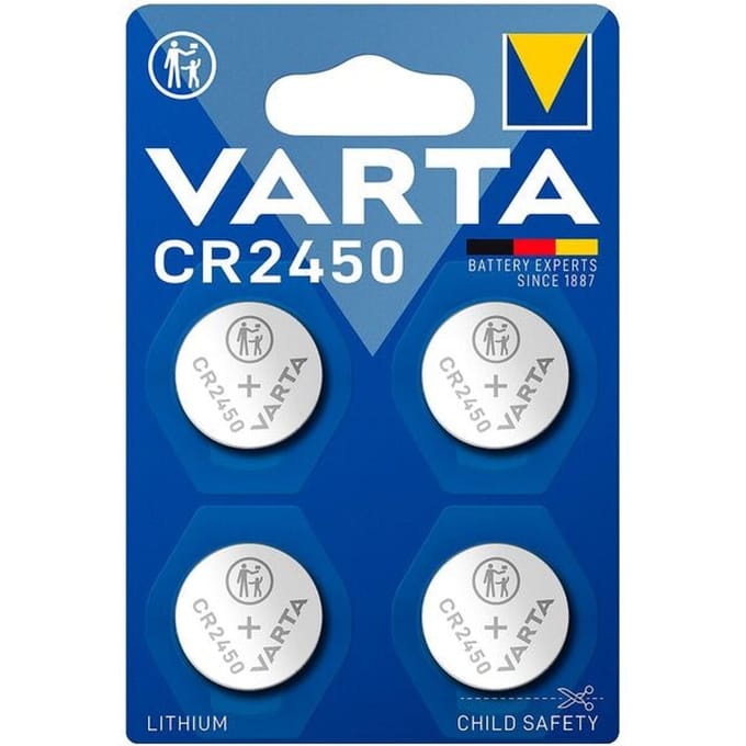 Varta batterij lithium, knoopcel, CR2450, 3V elektronica, retailblister (4-pack)