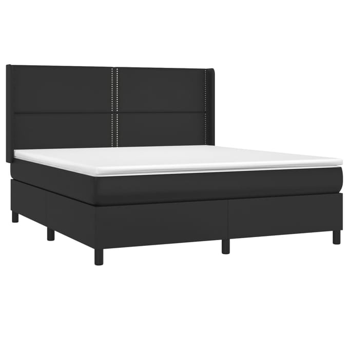vidaXL - Boxspring - met - matras - kunstleer - zwart - 180x200 - cm