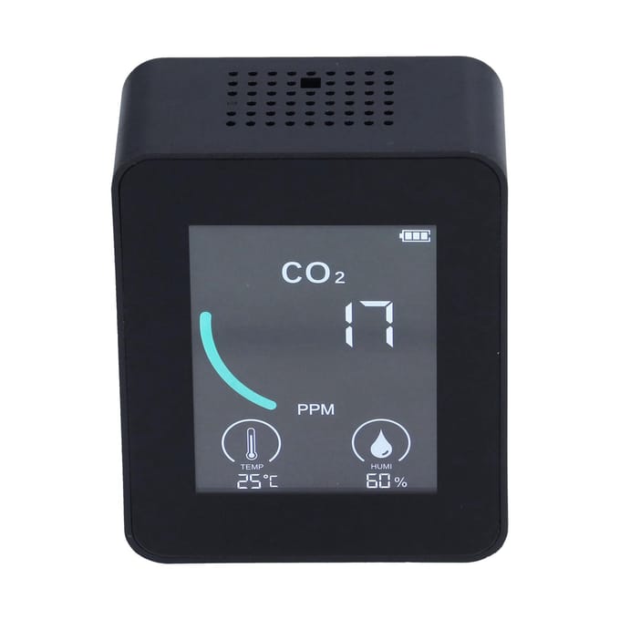 2CO1T LCD CO2-detector Digitale Temperatuur- en Vochtigheidsdetector met Alarm Draagbaar en Realtime wit